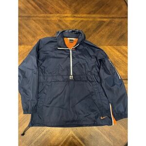 Nike Vintage Anorak Windbreaker Jacket Mens Small Navy Blue Half Zip Hooded |R1